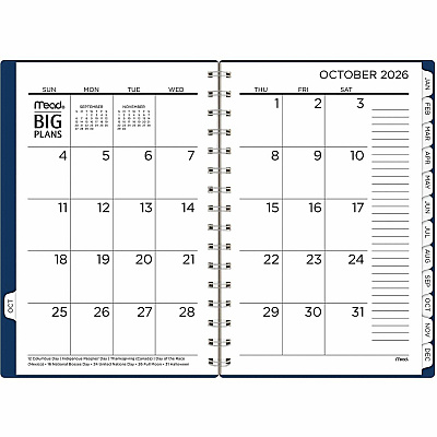Cambridge 2026-2027 BIG PLANS Weekly Monthly Planner, Navy, Small, 5 1/2" x 8 1/2" (CRW43020)