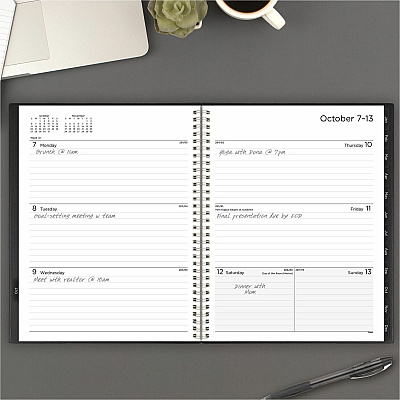 Mead Basic Weekly Monthly Planner, Black, Large, 8 1/2" x 11" (CRW62005)
