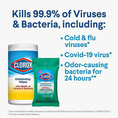 Clorox On The Go Bleach-Free Disinfecting Wipes (CLO60133)
