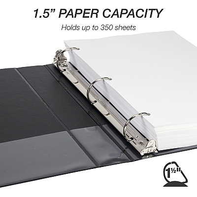 Samsill Durable 1.5 Inch Binder, Made in the USA, D Ring Customizable Clear View Binder, Basic Assortment, 4 Pack, Each Holds 350 Page (SAMMP46458)