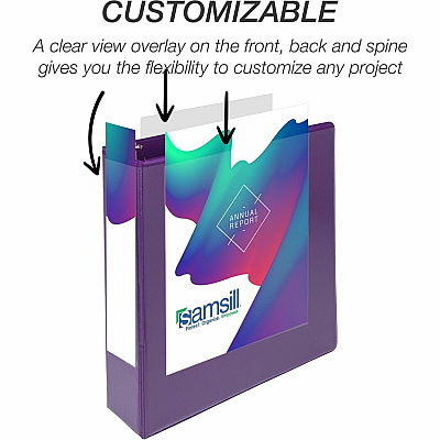 Samsill Durable 2 Inch Binder, Made in the USA, D Ring Customizable Clear View Binder, Fashion Assortment, 4 Pack, Each Holds 475Page (SAMMP46469)