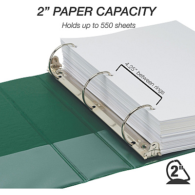 Samsill Durable 2 Inch Binder, Made in the USA, D Ring Customizable Clear View Binder, Basic Assortment, 4 Pack, Each Holds 475 Pages (SAMMP46468)