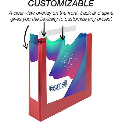 Samsill Durable 2 Inch Binder, Made in the USA, D Ring Customizable Clear View Binder, Basic Assortment, 4 Pack, Each Holds 475 Pages (SAMMP46468)