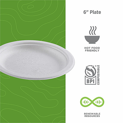 Eco-Products Vanguard 6" Sugarcane Plates (ECOEPP016NFA)