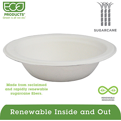 Eco-Products Vanguard 12 oz Sugarcane Bowls (ECOEPBL12NFA)