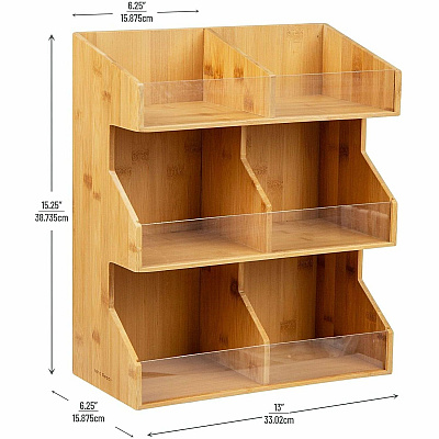 Mind Reader Bali 6-Compartment Storage Organizer (3T2TWDBRN)