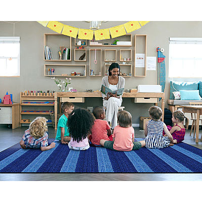 Flagship Carpets Basketweave Stripes Classroom Rug (FA100644FS)