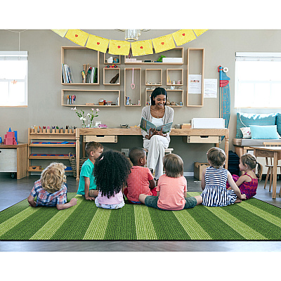 Flagship Carpets Basketweave Stripes Classroom Rug (FA100744FS)