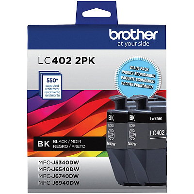 Brother Original High/Standard Yield Inkjet Ink Cartridge - Black - 2 Pack (BRTLC4022PKS)