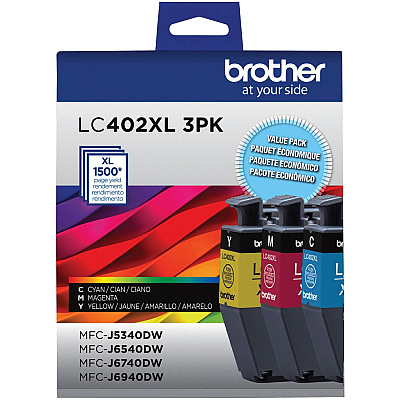 Brother Original High Yield Inkjet Ink Cartridge - Cyan, Magenta, Yellow - 3 Pack (LC402XL3PKS)