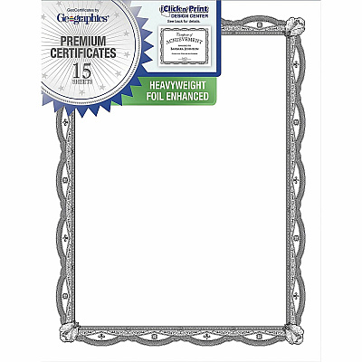 Geographics Silver Foil Award Certificates (GEO48762)