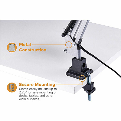 Bostitch Swing Arm Desk Lamp with Clamp, White (VLF100WHT)