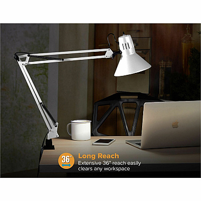 Bostitch Swing Arm Desk Lamp with Clamp, White (VLF100WHT)