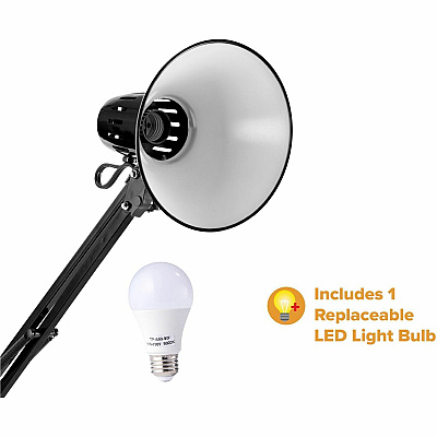 Bostitch Swing Arm Desk Lamp with Clamp, Black (VLF100)