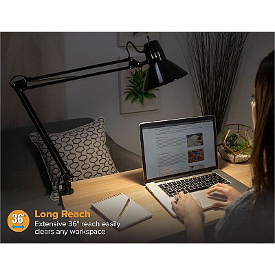 Bostitch Swing Arm Desk Lamp with Clamp, Black (VLF100)