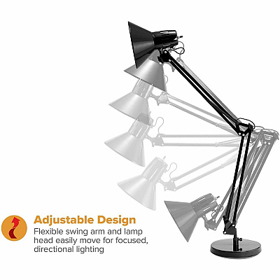 Bostitch Swing Arm Desk Lamp with Weighted Base, Black (VLF100D)
