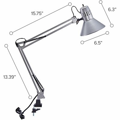 Bostitch Swing Arm Desk Lamp with Clamp, Silver (VLF100SLV)