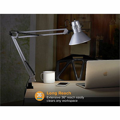 Bostitch Swing Arm Desk Lamp with Clamp, Silver (VLF100SLV)
