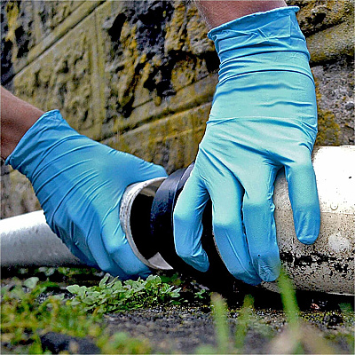 Ammex Gloveworks Blue Nitrile PF Ind MD Gloves (INPF44100)