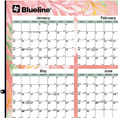 Blueline Passion Yearly Laminated Wall Calendar, 24" x 36" , English (C171920)