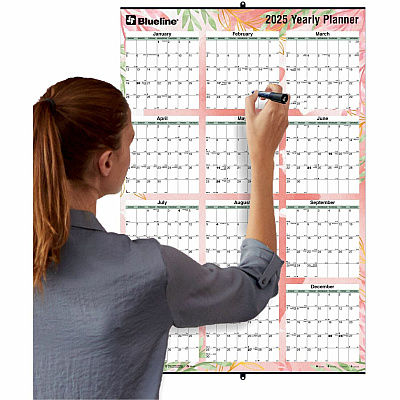 Blueline Passion Yearly Laminated Wall Calendar, 24" x 36" , English (C171920)