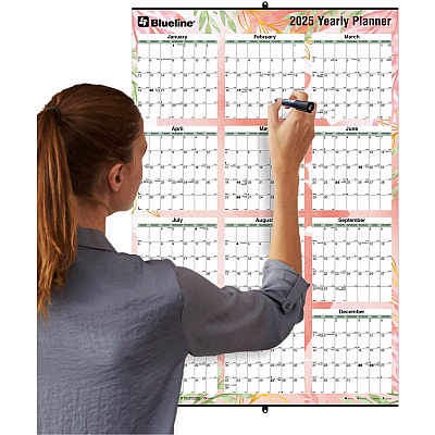 Blueline Passion Yearly Laminated Wall Calendar, 24" x 36" , English (C171920)