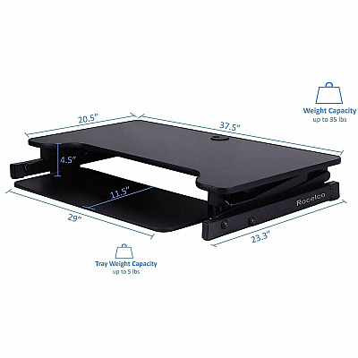 Rocelco DADR 37.4" Deluxe Adjustable Desk Riser (RDADRB)