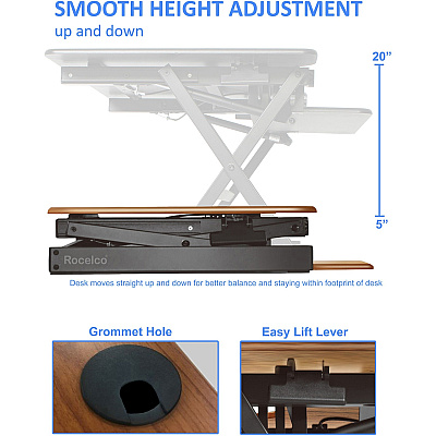 Rocelco DADRT- 46 Sit Stand Desk Riser (RCLRDADRT46)