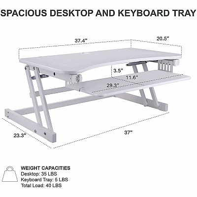 Rocelco DADR 37.4" Deluxe Adjustable Desk Riser (RDADRW)