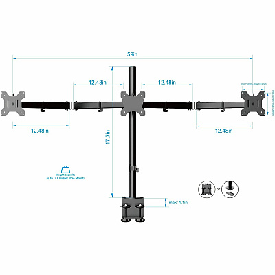 Rocelco RDM3 Desk Mount for LCD Monitor, LED Monitor, Display Stand