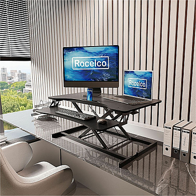 Rocelco VADR 31.5" Hi-Lift Adjustable Desk Riser (RVADRB)
