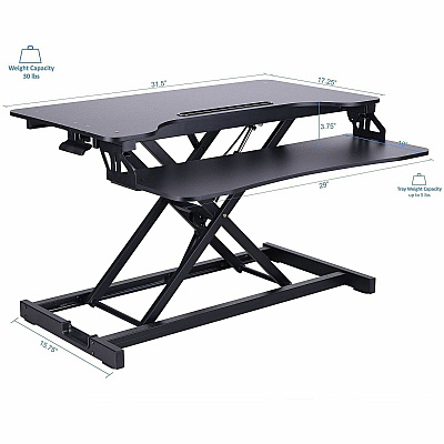 Rocelco VADR 31.5" Hi-Lift Adjustable Desk Riser (RVADRB)