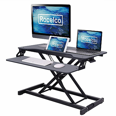 Rocelco VADR 31.5" Hi-Lift Adjustable Desk Riser (RVADRB)