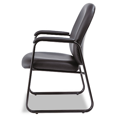 Alera Genaro Bonded Leather High-Back Guest Chair, 24.60" x 24.80" x 36.61", Black Seat, Black Back, Black Base (ALEGE43LS10B)