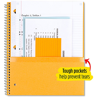 Mead Five Star Wirebound Notebook, 1 Subject, College Ruled, 11" x 8 1/2" , White (MEA72456)