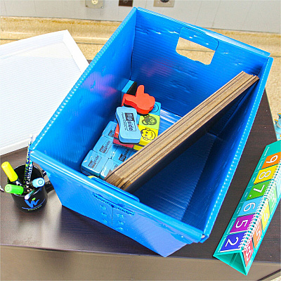 Flipside Primary Assorted Plastic Storage Postal Tote - 4 Pack (FLP40192)