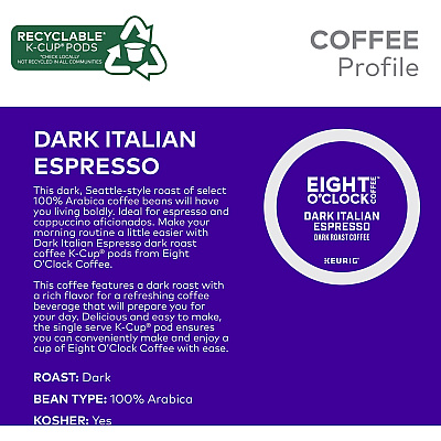 Eight O'Clock K-Cup Dark Italian Espresso Coffee (GMT0631)