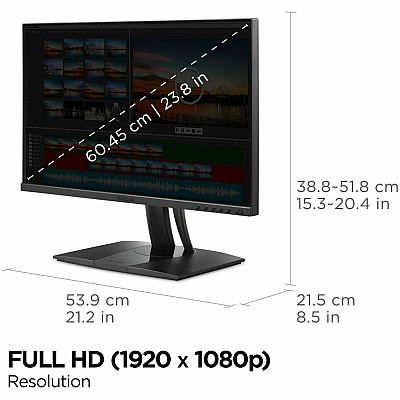 Viewsonic VP2456 24 Inch 1080p IPS Monitor with Ultra-Thin Bezels, Pantone Validated, HDMI, DisplayPort and 60W USB C