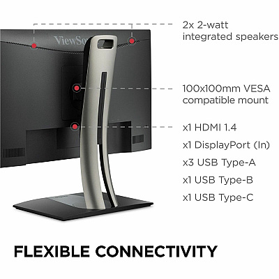 Viewsonic VP2456 24 Inch 1080p IPS Monitor with Ultra-Thin Bezels, Pantone Validated, HDMI, DisplayPort and 60W USB C