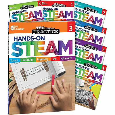Shell Education 180 Days: Hands-On STEAM: Grade 1 Printed Book (29644)