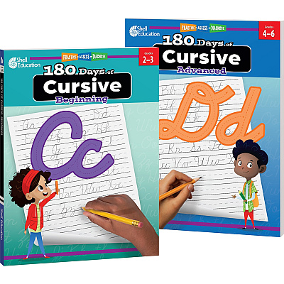 Shell Education 180 Days of Cursive: Advanced Printed Book (130196)