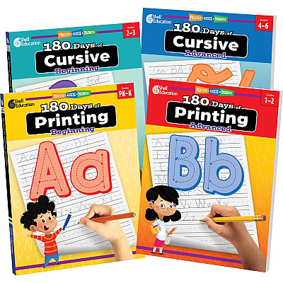 Shell Education 180 Days of Cursive: Advanced Printed Book (130196)