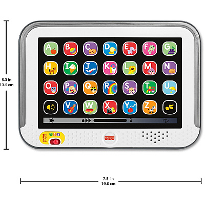 Fisher-Price Pretend Tablet Learning Toy With Lights And Music, Gray, Baby And Toddler Toy (FIPHFY90)