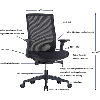 Lorell Mid-back Mesh Chair (LLR42180)