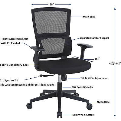 Lorell Mid-back Mesh Chair (LLR81988)