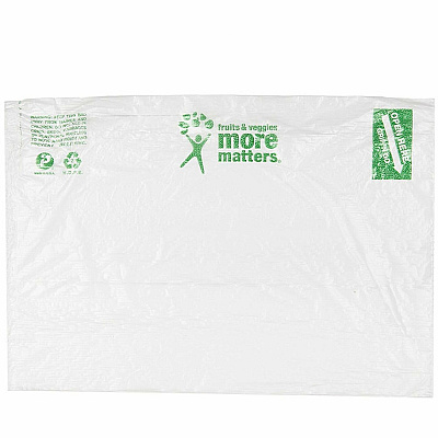 Inteplast Group Produce Bags, Fruits and Veggies - More Matters Labeling, 0.35 mil, 12" x 20", Clear, 875 Bags/Roll, 4 Rolls/Carton (IBSPHMORE20NS)