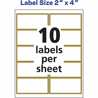 Avery Labels with Metallic Gold Borders, 2" x 4" , 100 (AVE6541)