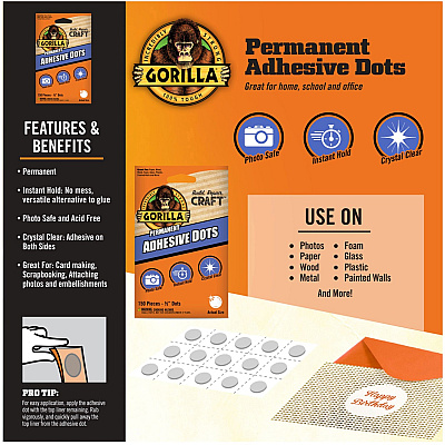 Gorilla Glue Glue Glue Gorilla Glue Glue Permanent Adhesive Dots (GOR104905)