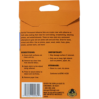 Gorilla Glue Glue Glue Gorilla Glue Glue Permanent Adhesive Dots (GOR104905)