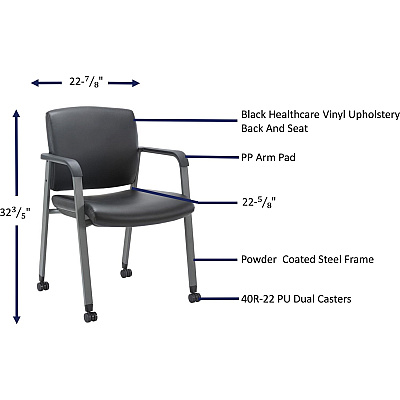 Lorell Healthcare Upholstery Guest Chair with Casters (LLR30951)